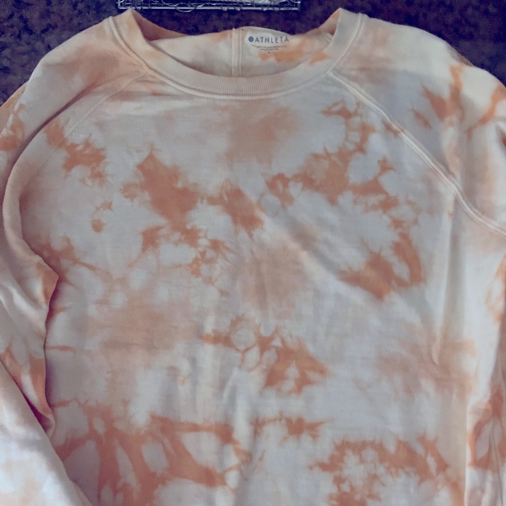 Athleta lightweight yellow tie-dye sweatshirt size Small.